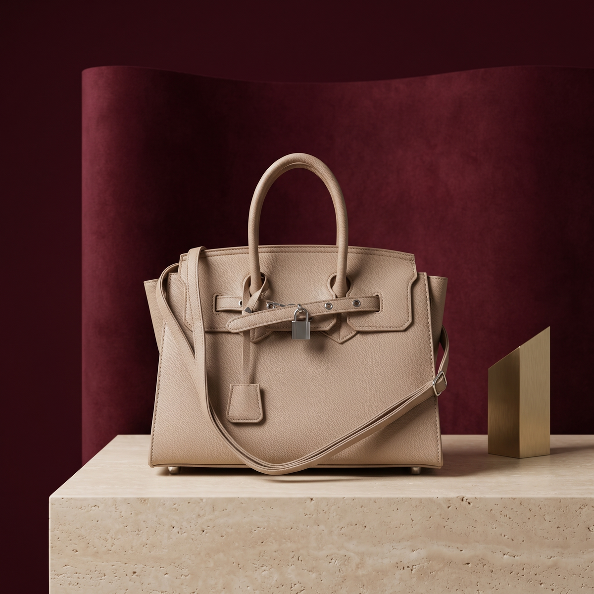 Collection Sacs à main Laetiso – sac Sofia fermé sur décor bordeaux et ivoire