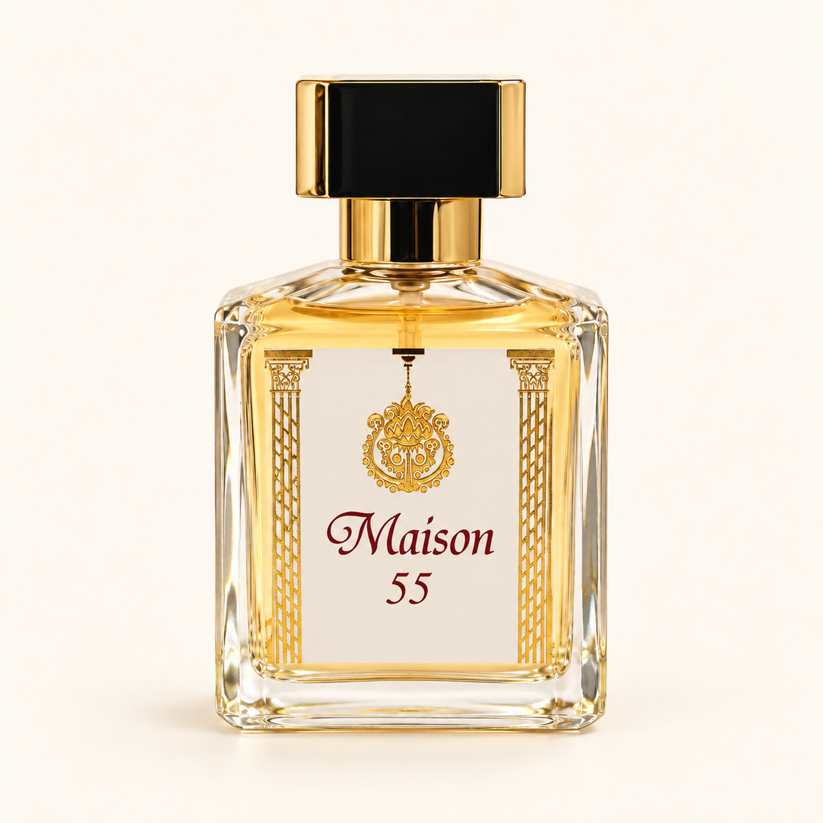 Maison 55 – flacon sur fond ivoire