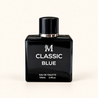 Classic Blue 100 ml – flacon sur fond ivoire