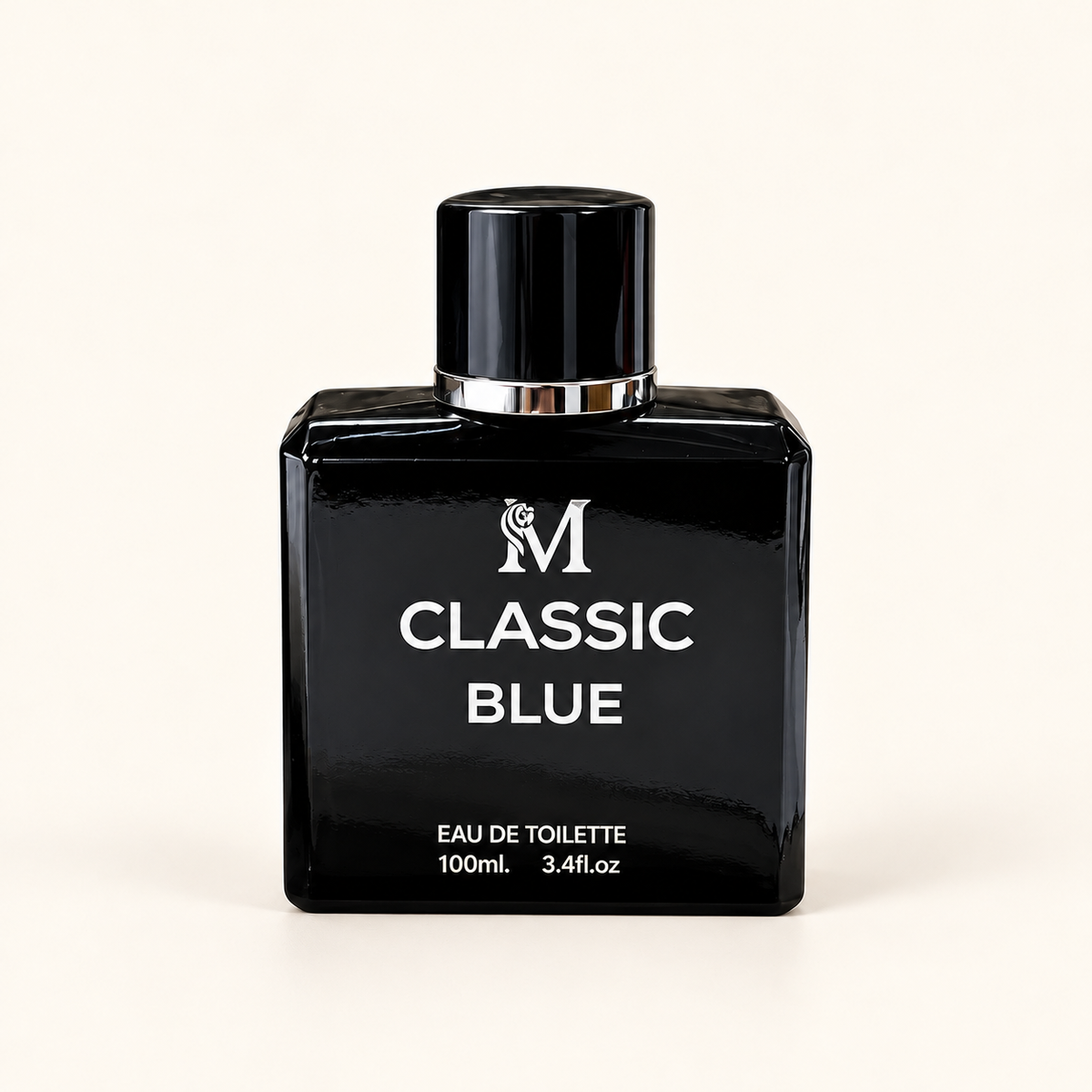 Classic Blue 100 ml – flacon sur fond ivoire
