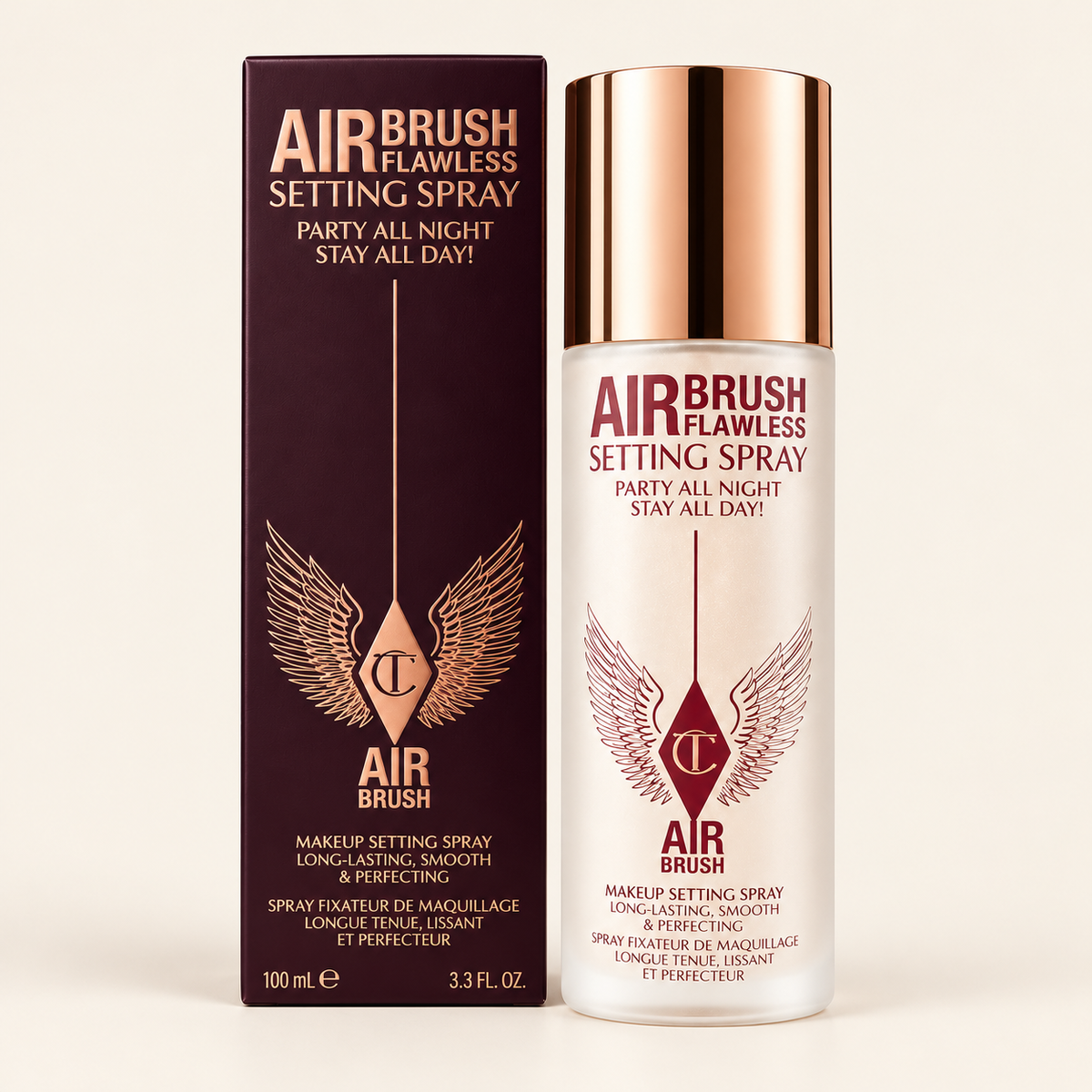 Party All Night spray and its box on an ivory background