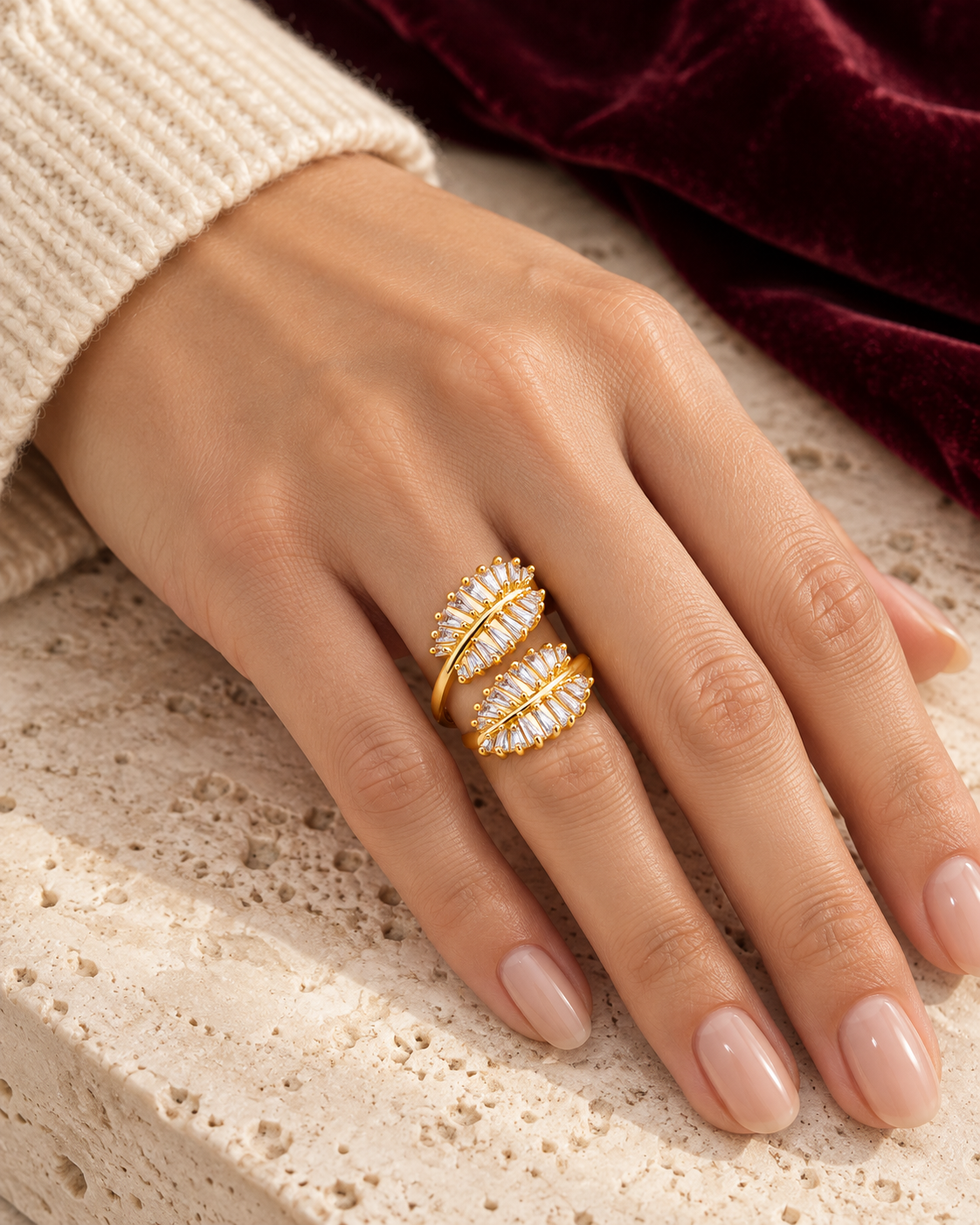 Zélie adjustable ring worn — AI-generated styled image