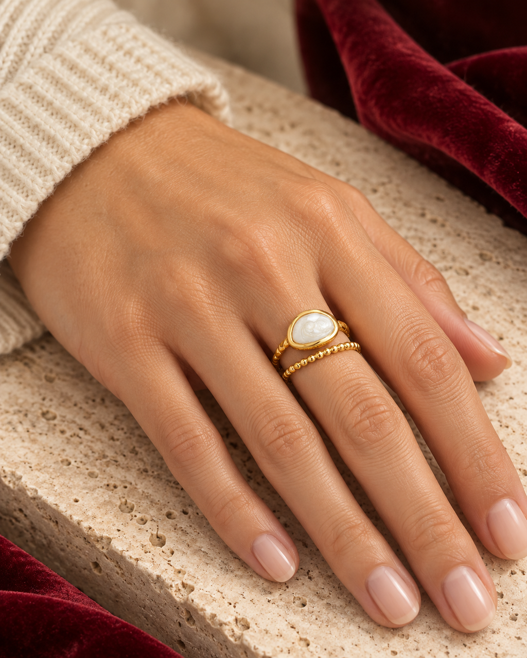 Apolline ring worn — AI-generated styled image