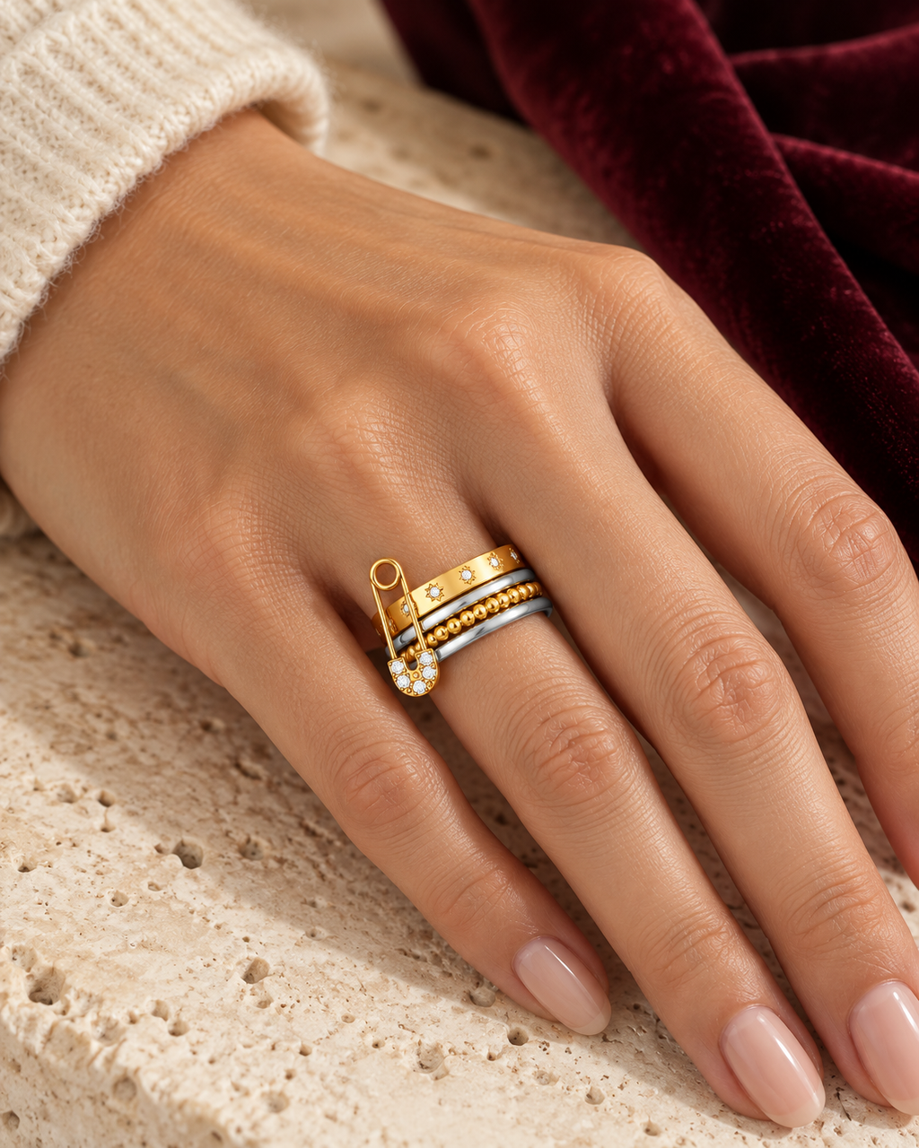 Éloïse ring worn — AI-generated styled image