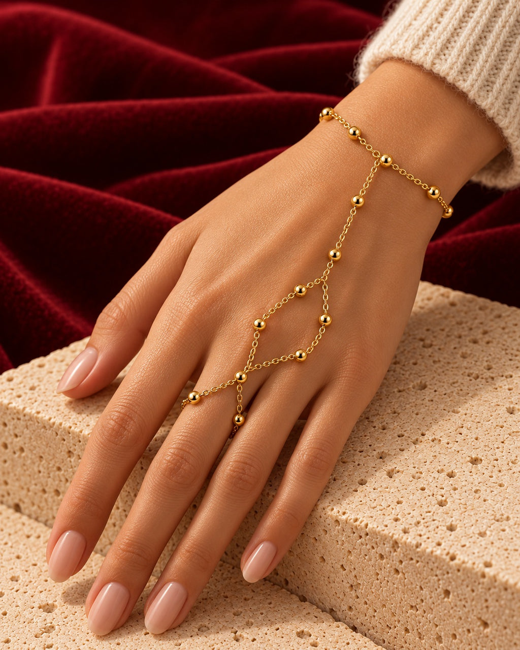 Crista hand chain worn — AI-generated styled image