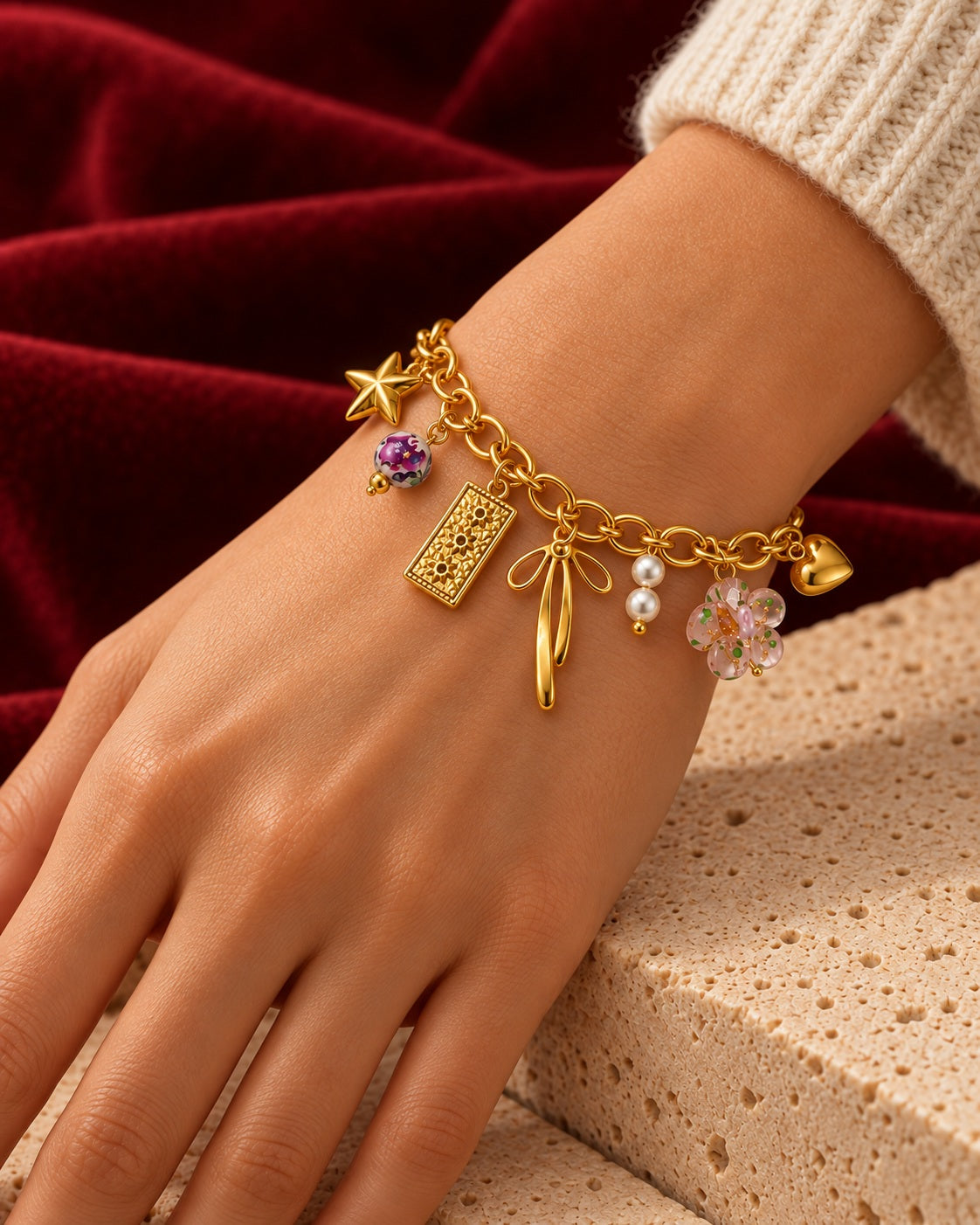 Émotion bracelet worn — AI-generated styled image