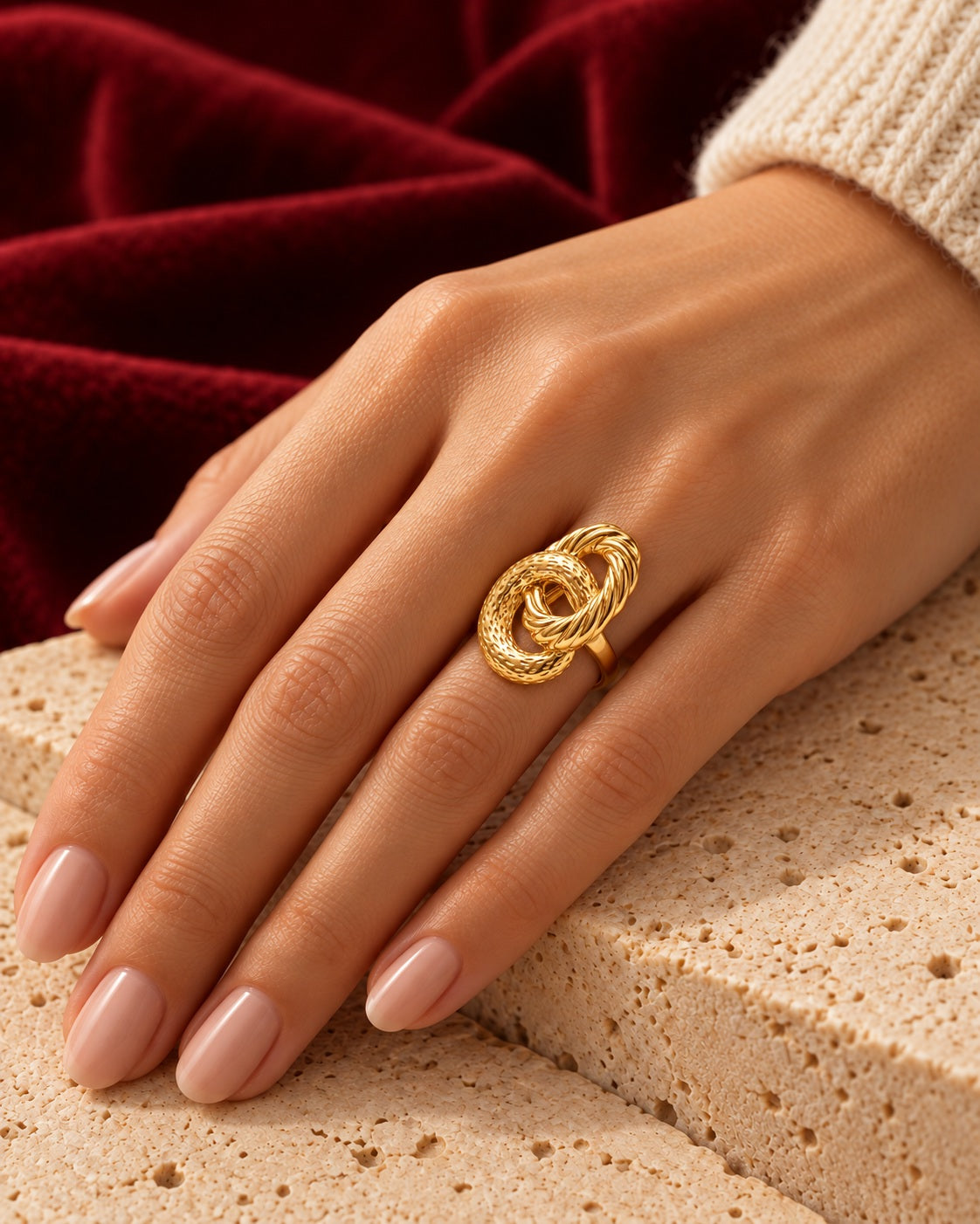 Rita ring worn — AI-generated styled image