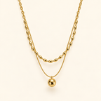 Double bead necklace on an ivory background