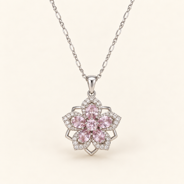 Halskette Fleur Cœur rose