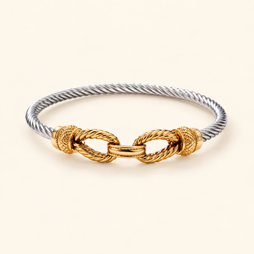 Two-tone Tiara bracelet on an ivory background
