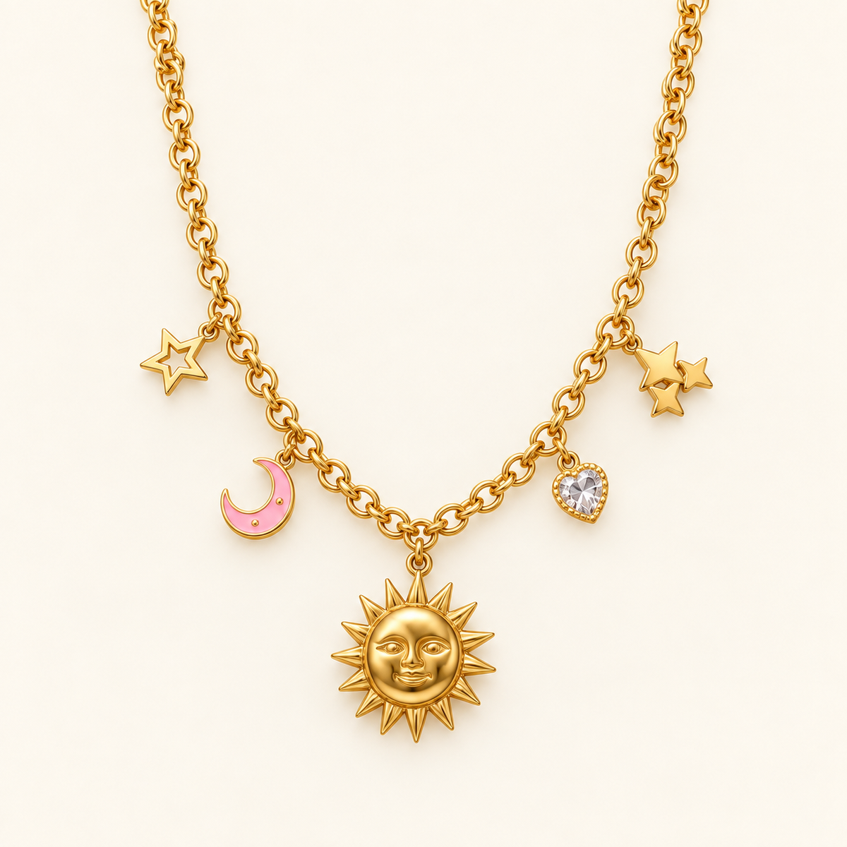 Constellation necklace on an ivory background