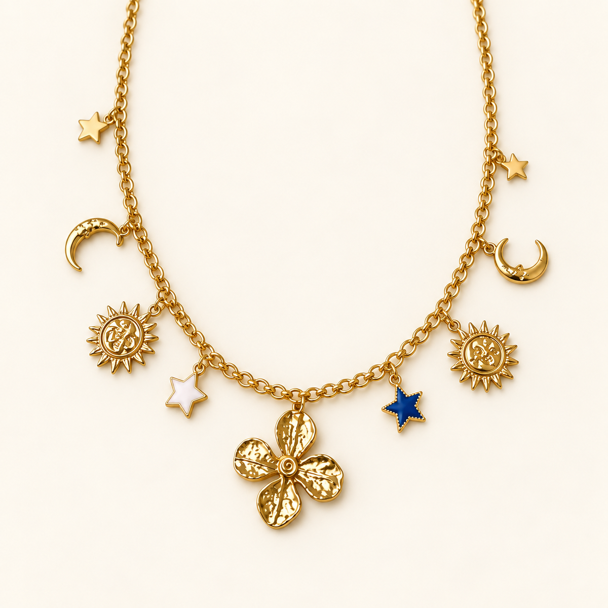 Sarah necklace on an ivory background