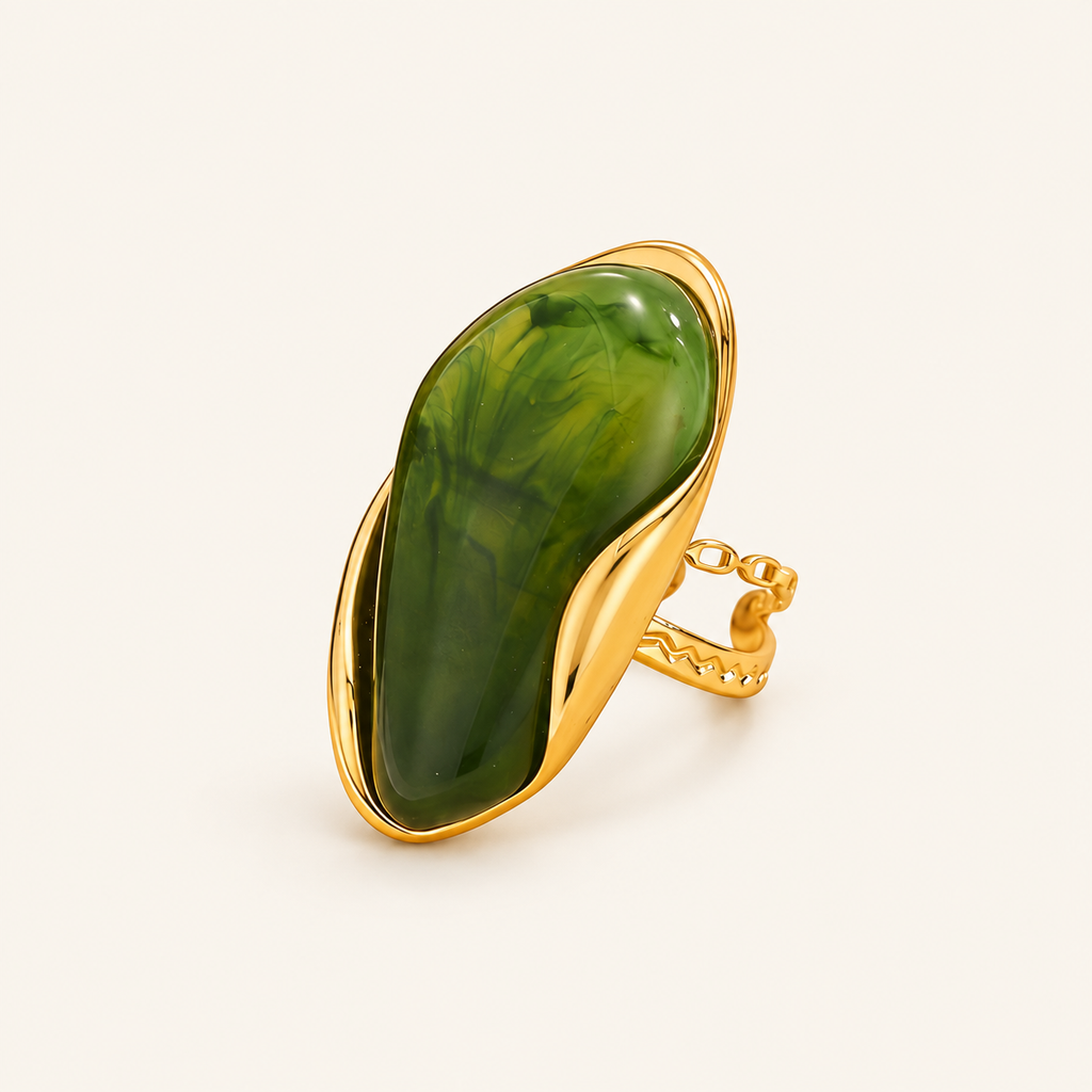 Bague ajustable Soline sur fond ivoire
