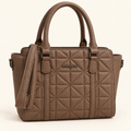 Sac géométrique taupe — fond ivoire