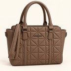 Sac géométrique taupe — fond ivoire