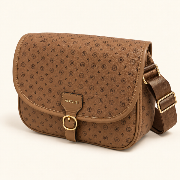 Umhängetasche mit Monogramm — Camel