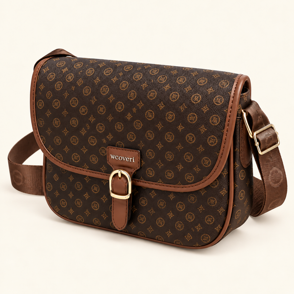 Umhängetasche mit Monogramm — Schokoladenbraun
