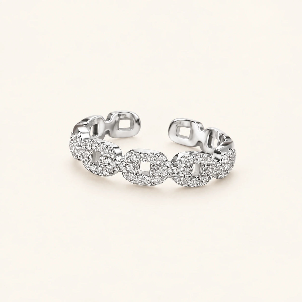 Laetiso — Justine adjustable ring on an ivory background