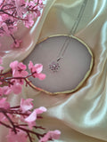 Collier fleur coeur rose