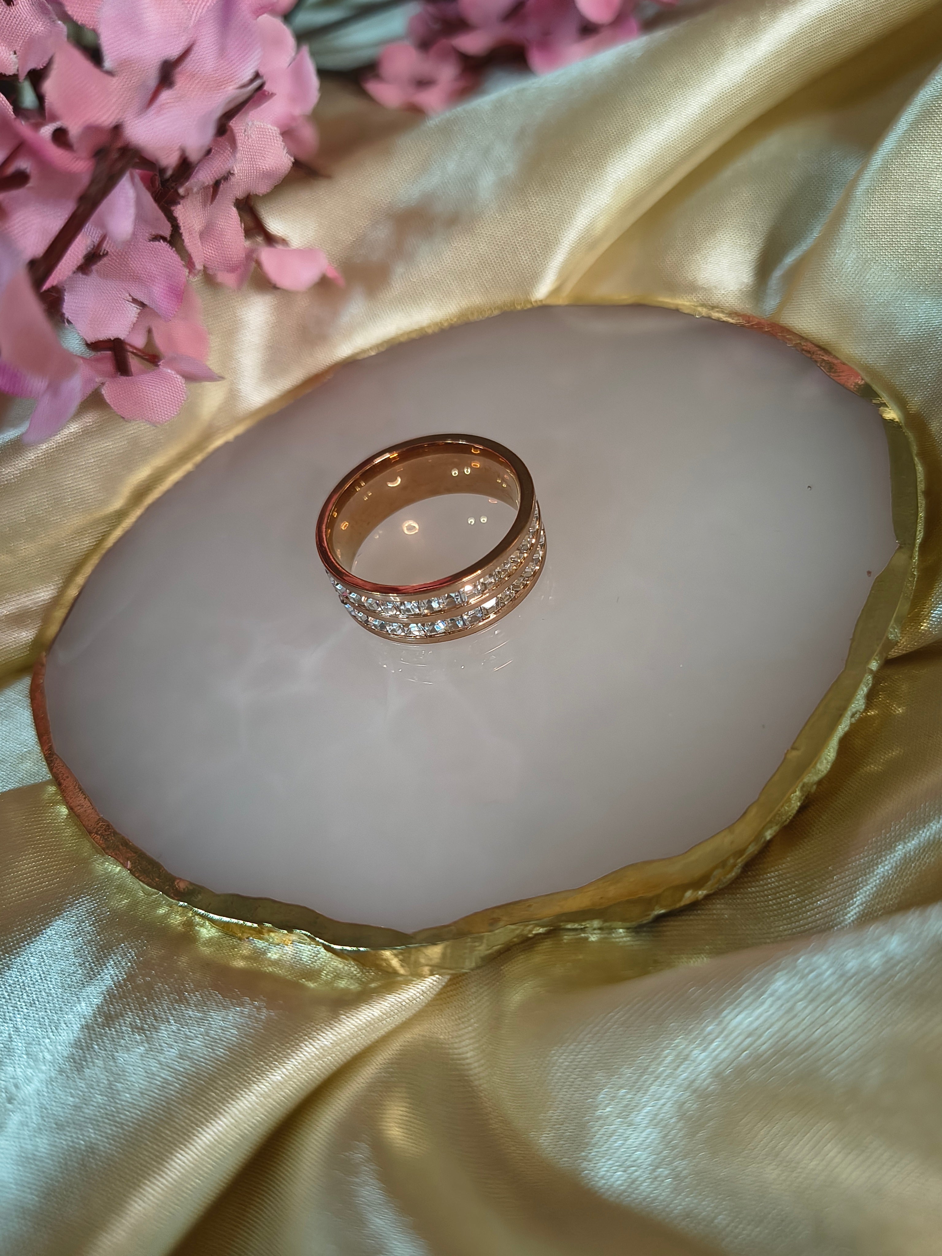 Bague double or rosé